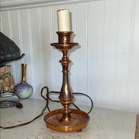 MCM Elegant Copper Candlestick table lamp